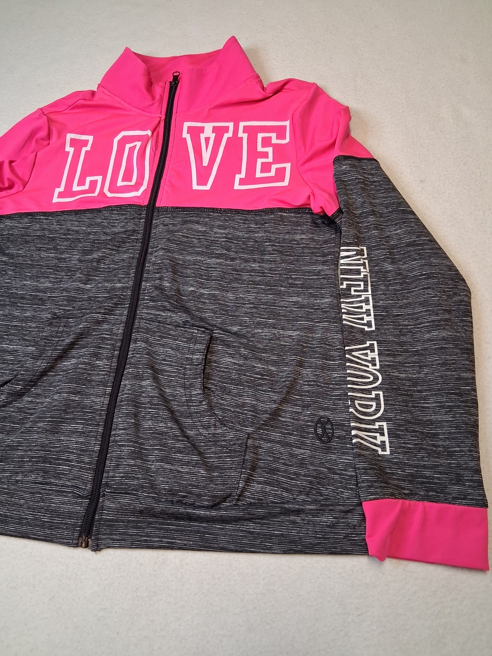 Girls' Pink & Gray LOVE Zip-Up Hoodie - Picture 2 of 6
